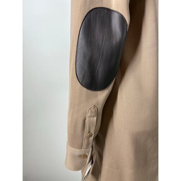 Vintage Ralph Lauren Collection Runway Button Up Midi Shirt Dress Patch Leather - Picture 12 of 16